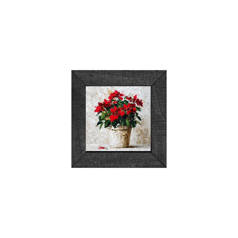 Floral Still - Potted Poinsettias - Square Frame