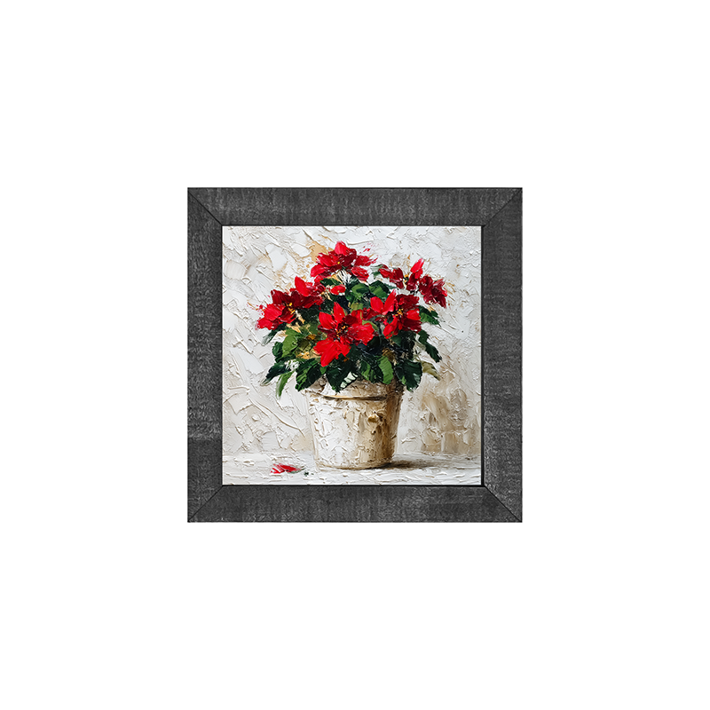 Floral Still - Potted Poinsettias - Square Frame