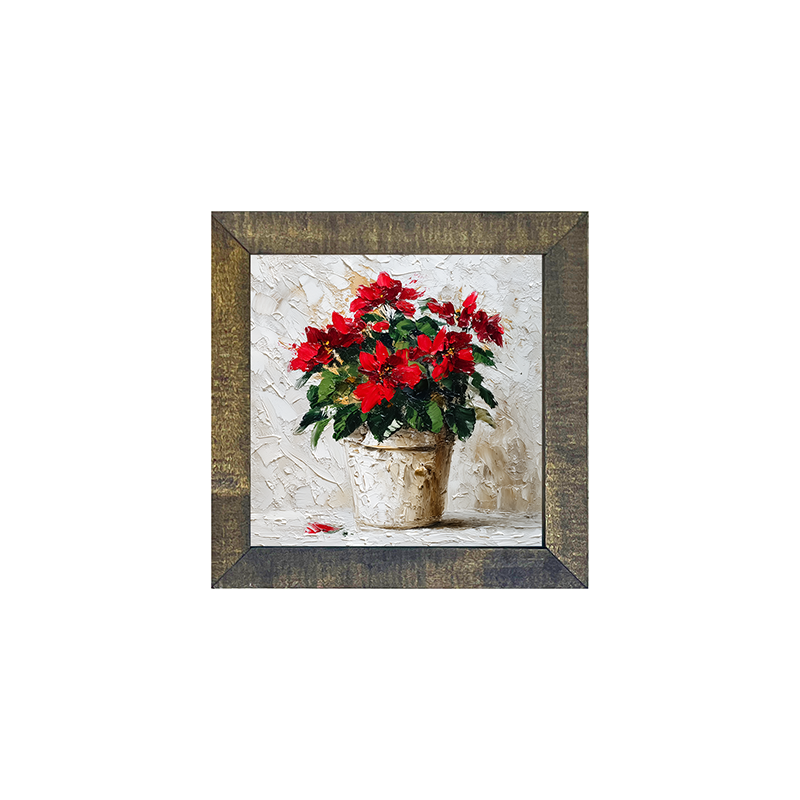 Floral Still - Potted Poinsettias - Square Frame