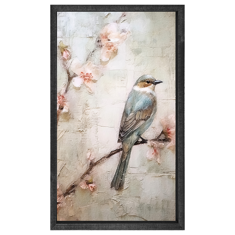 Blue bird on branch-Vertical