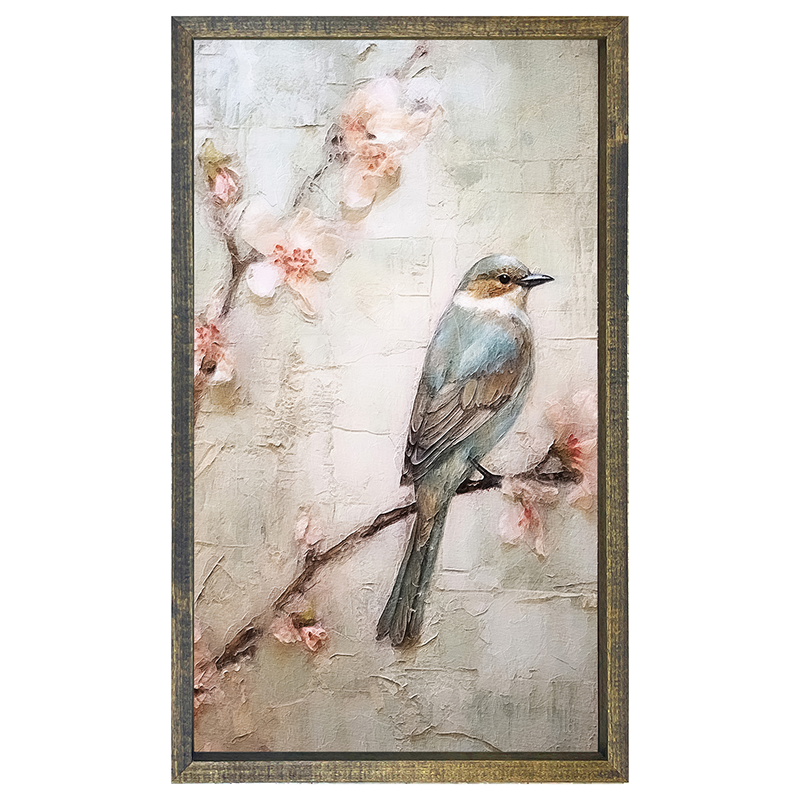 Blue bird on branch-Vertical