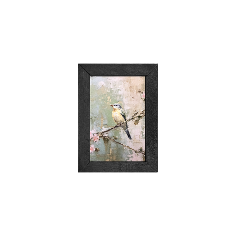 Bird sitting on cherry blossom branch-Vertical