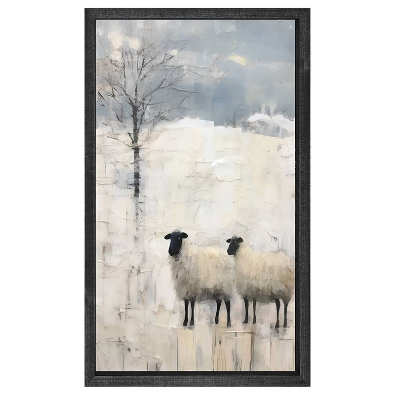 Winter Sheep - Vertical Frame