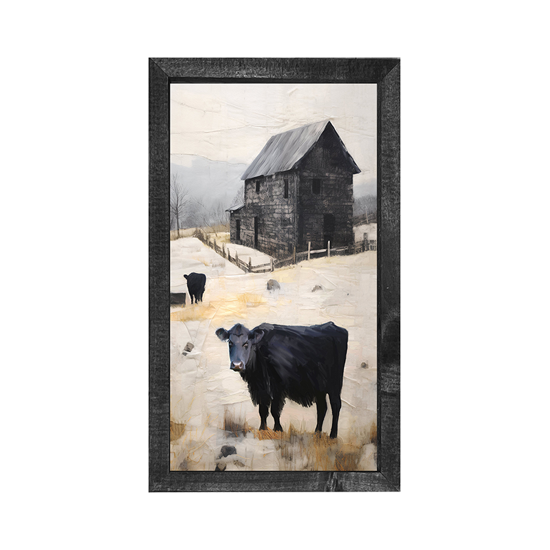 Cows at Barn - Vertical Frame