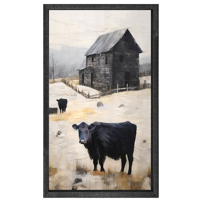 Cows at Barn - Vertical Frame
