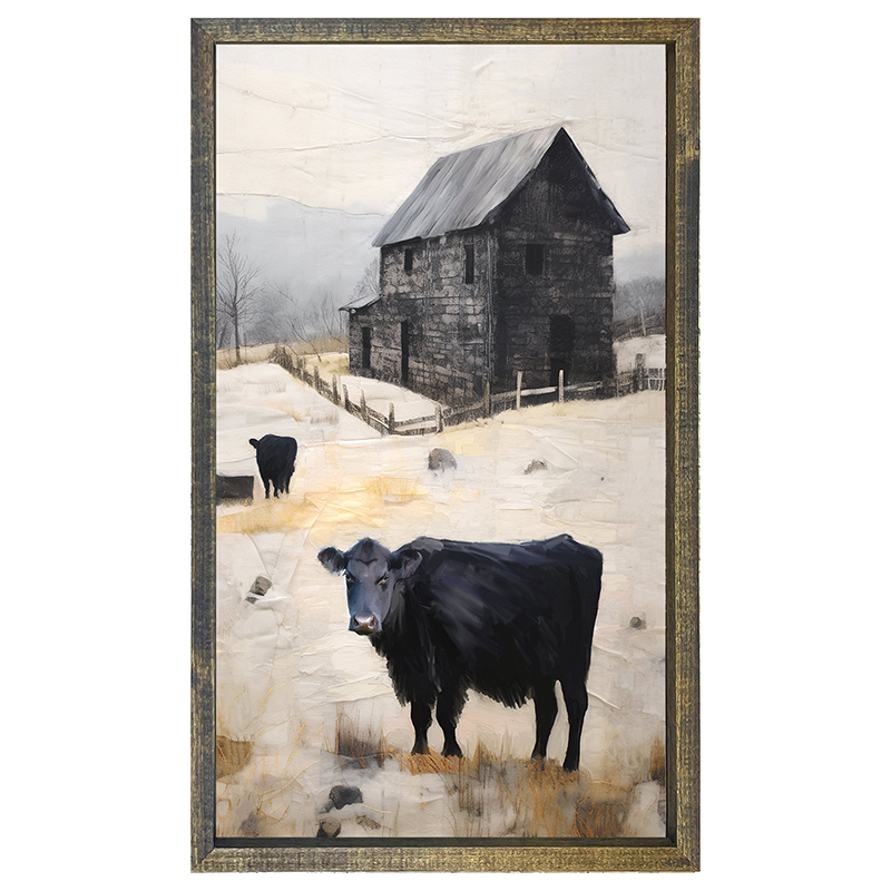 Cows at Barn - Vertical Frame