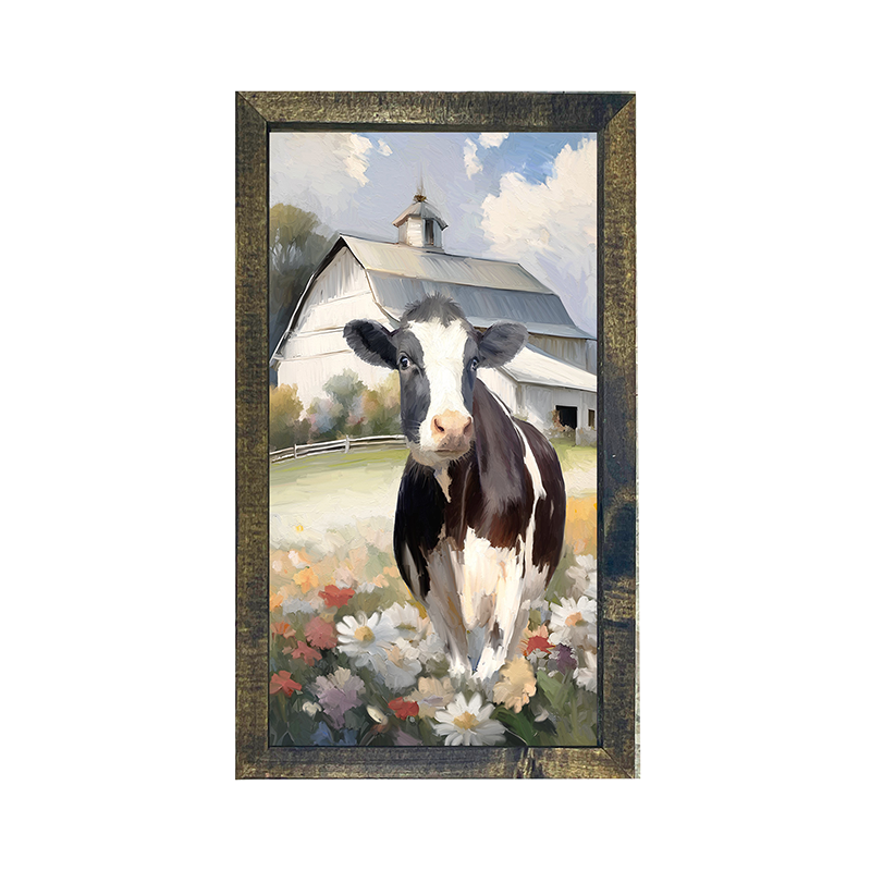 Cow in flowers - Vertical Frame