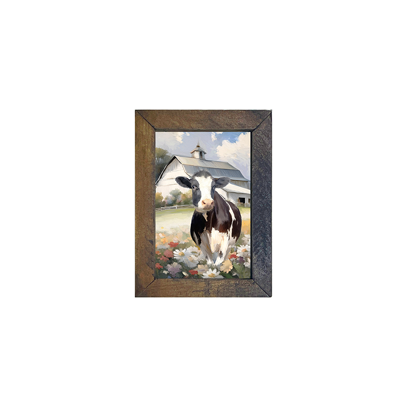 Cow in flowers - Vertical Frame