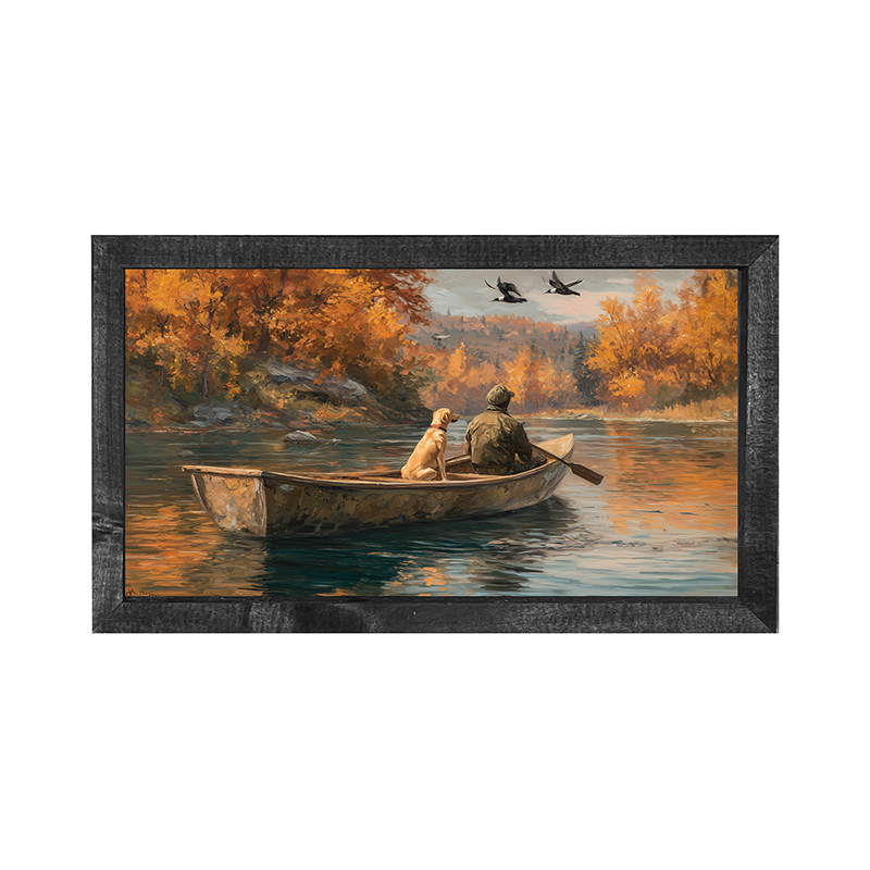 Fishing - Man with Dog - Horizontal Frame