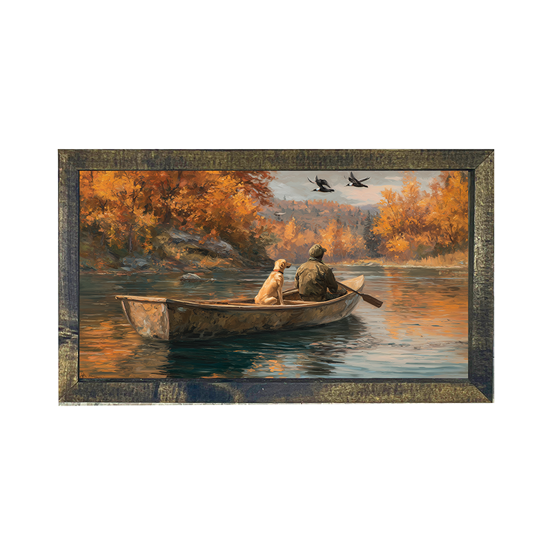 Fishing - Man with Dog - Horizontal Frame