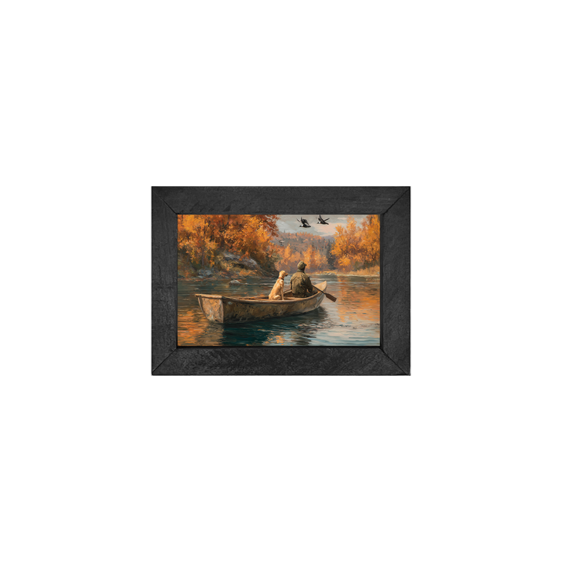 Fishing - Man with Dog - Horizontal Frame