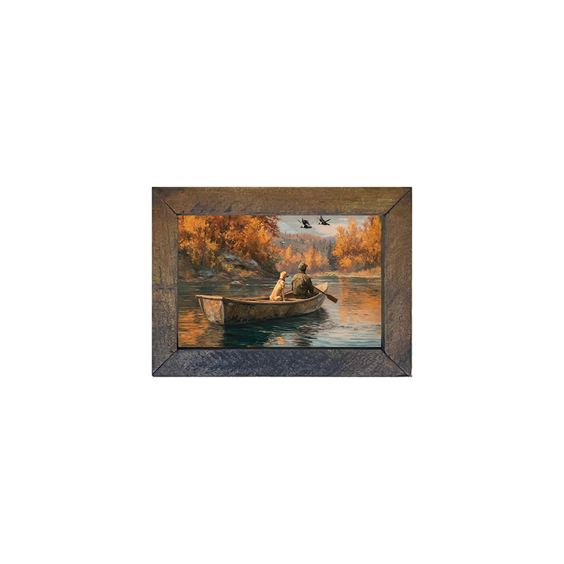 Fishing - Man with Dog - Horizontal Frame