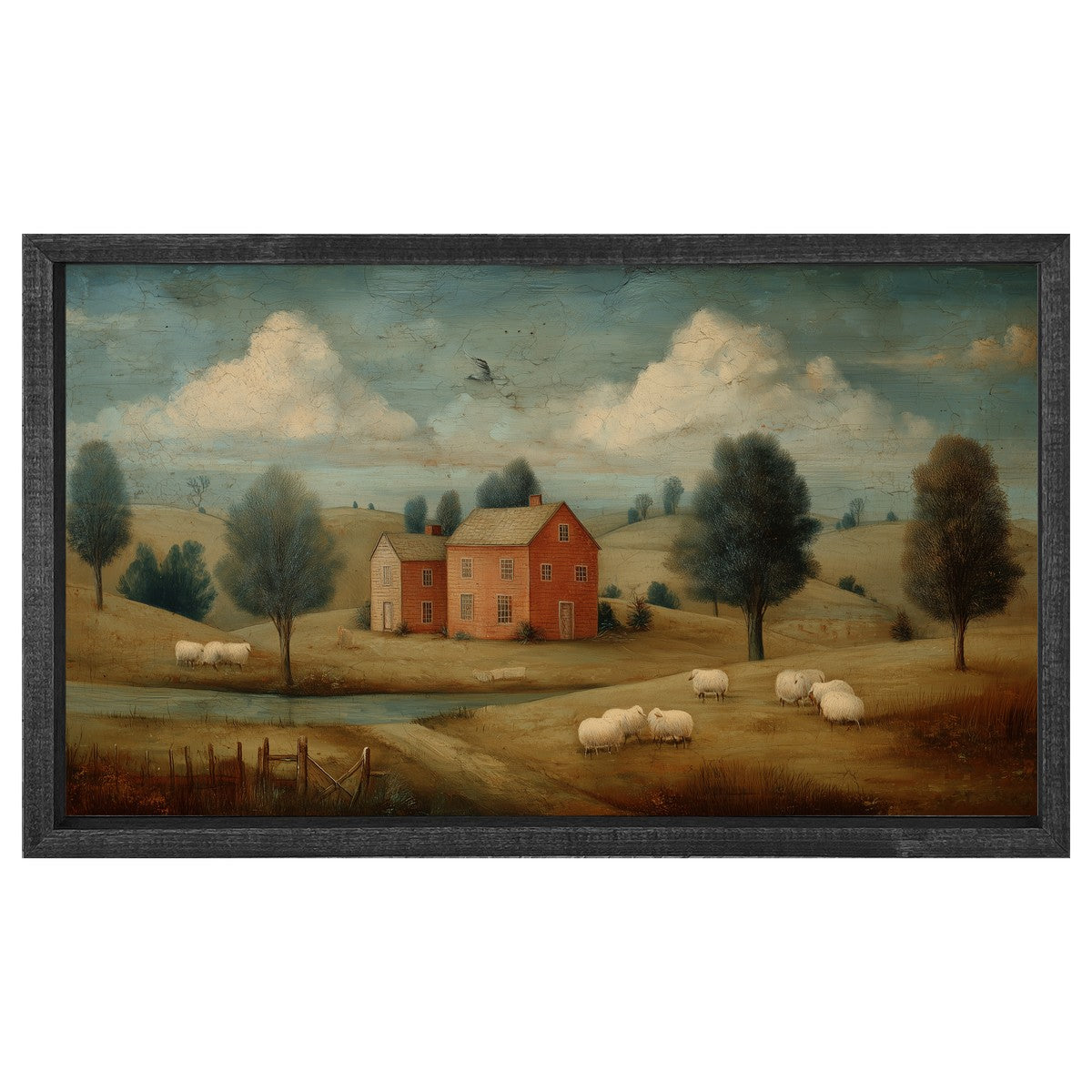 Rustic Sheep at Farm - Horizontal Frame