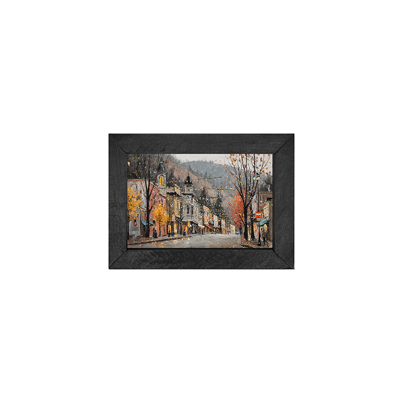 Hudson Valley Village - Autumn Lights along Main Street - Horizontal Frame