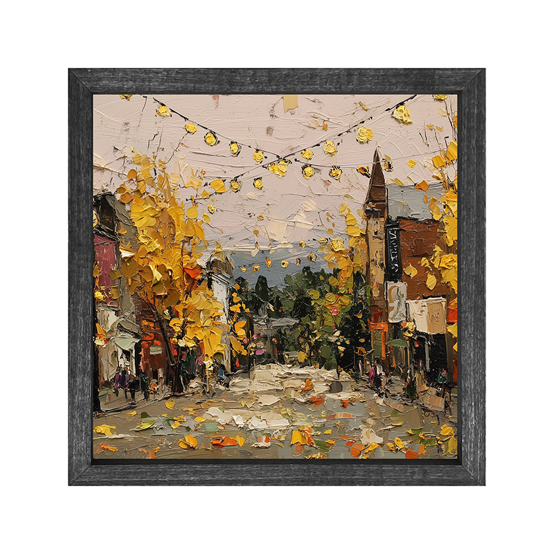 Hudson Valley Village - Falling Leaves - Square Frame