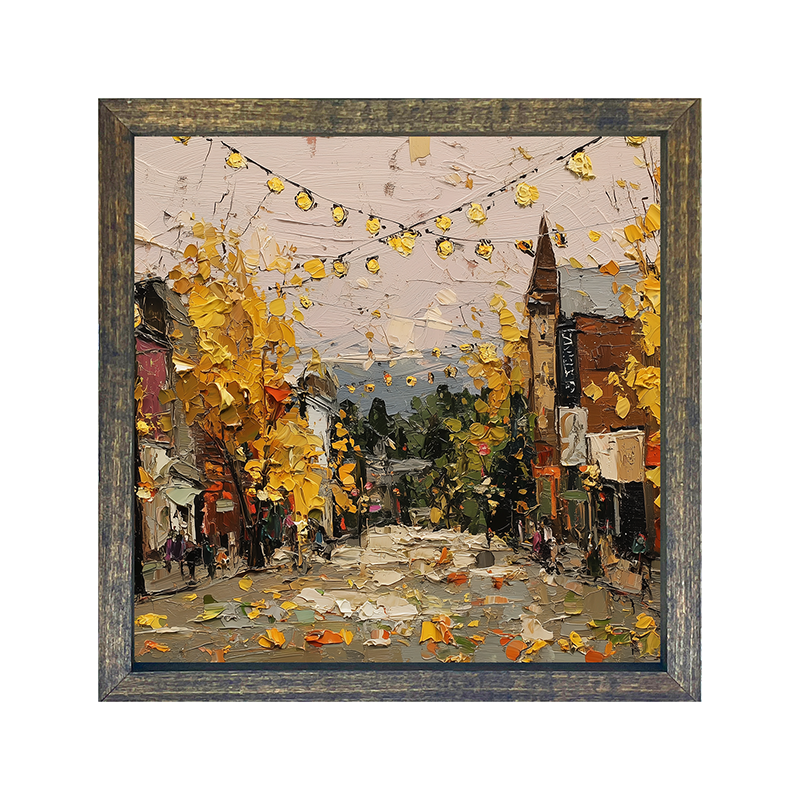 Hudson Valley Village - Falling Leaves - Square Frame