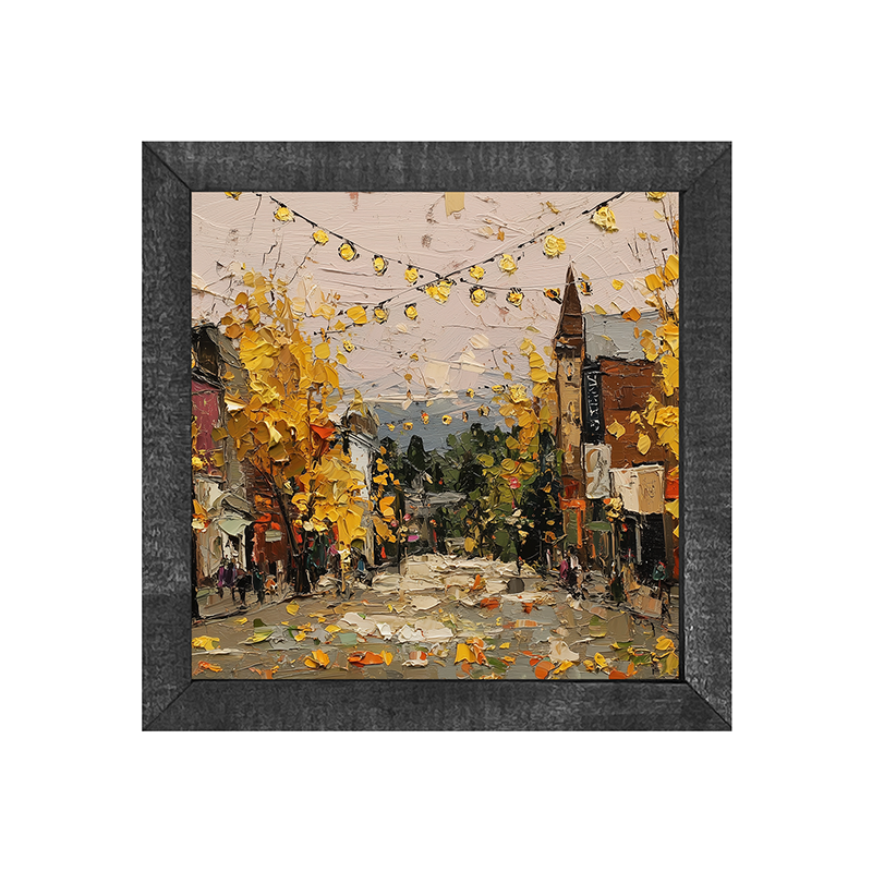 Hudson Valley Village - Falling Leaves - Square Frame