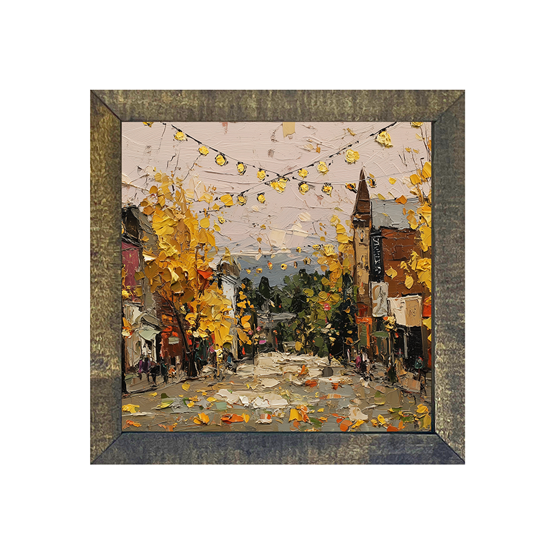 Hudson Valley Village - Falling Leaves - Square Frame