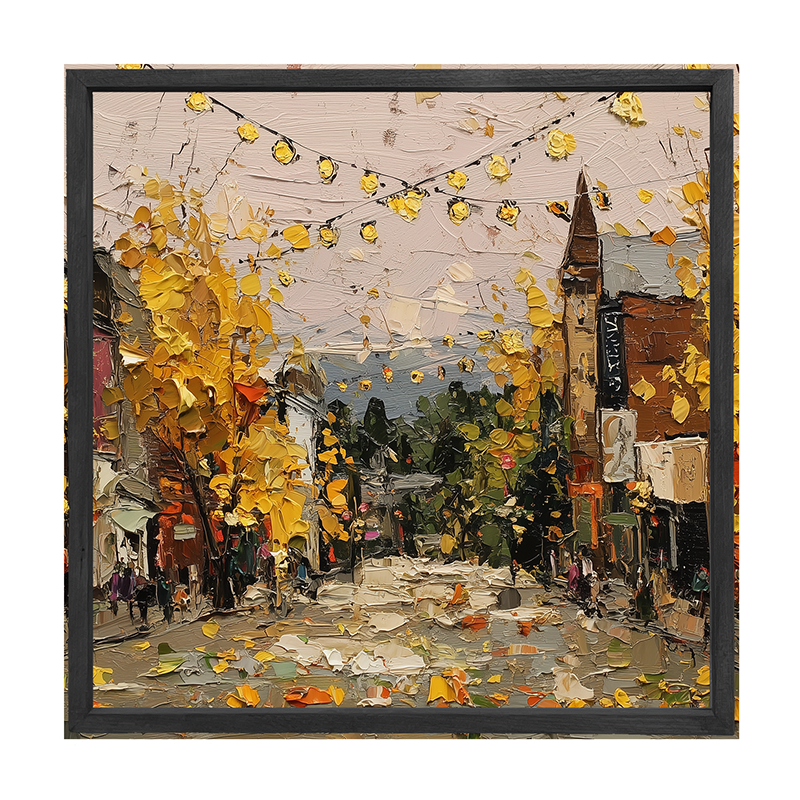 Hudson Valley Village - Falling Leaves - Square Frame