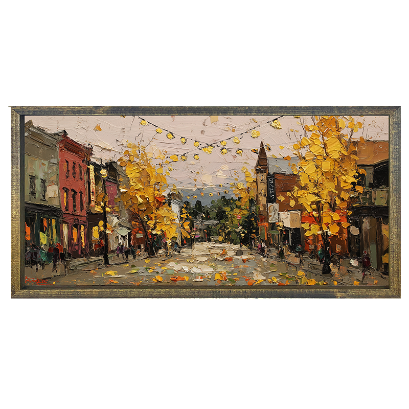 Hudson Valley Village - Falling Leaves - Horizontal Frame