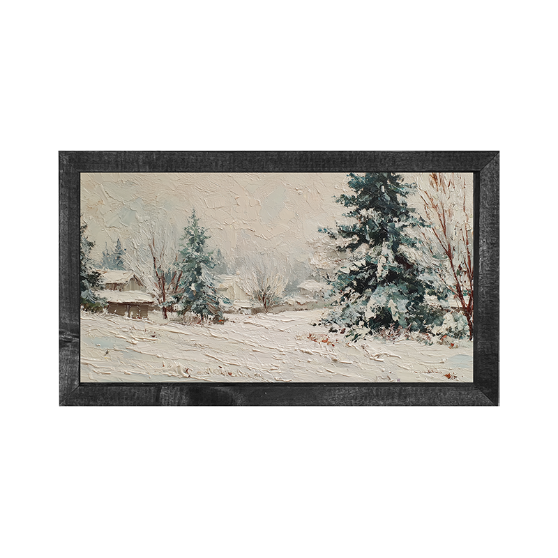 Country Winter - Farmhouse Pine Trees - Horizontal Frame