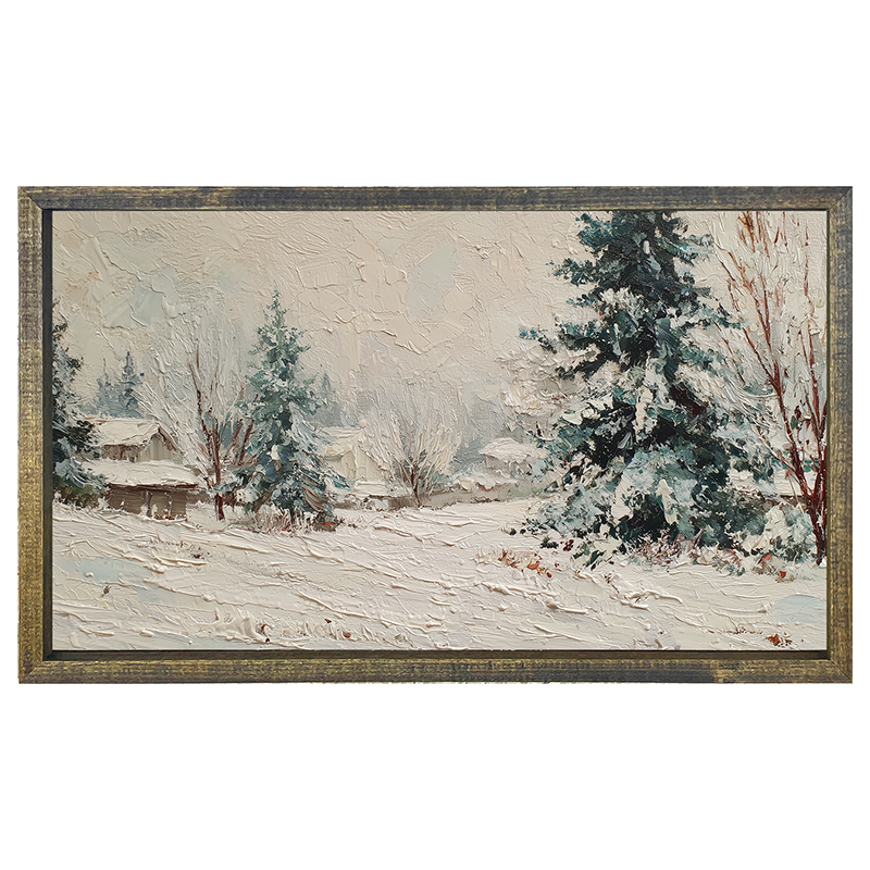 Country Winter - Farmhouse Pine Trees - Horizontal Frame