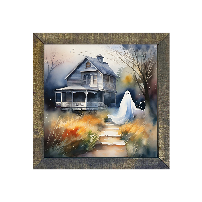 Ghost in front of grey house