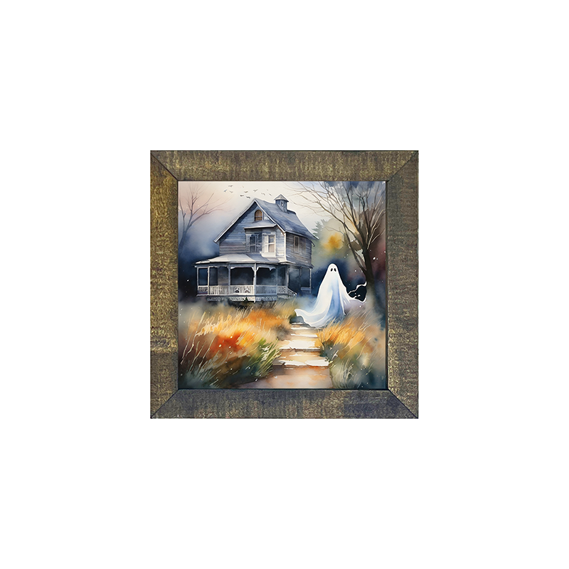Ghost in front of grey house
