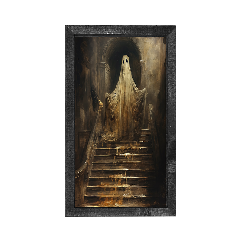 Ghost on Stairs - Vertical Frame