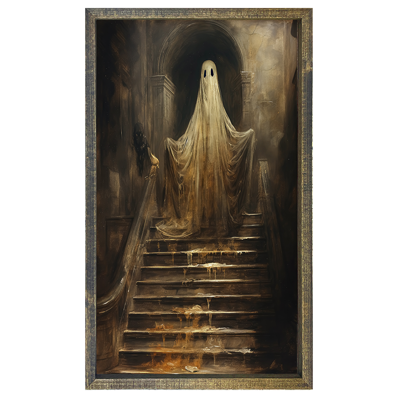 Ghost on Stairs - Vertical Frame