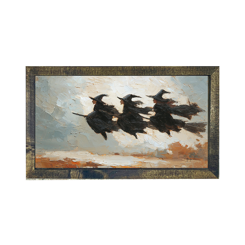 Three Witches on Brooms - Horizontal Frame
