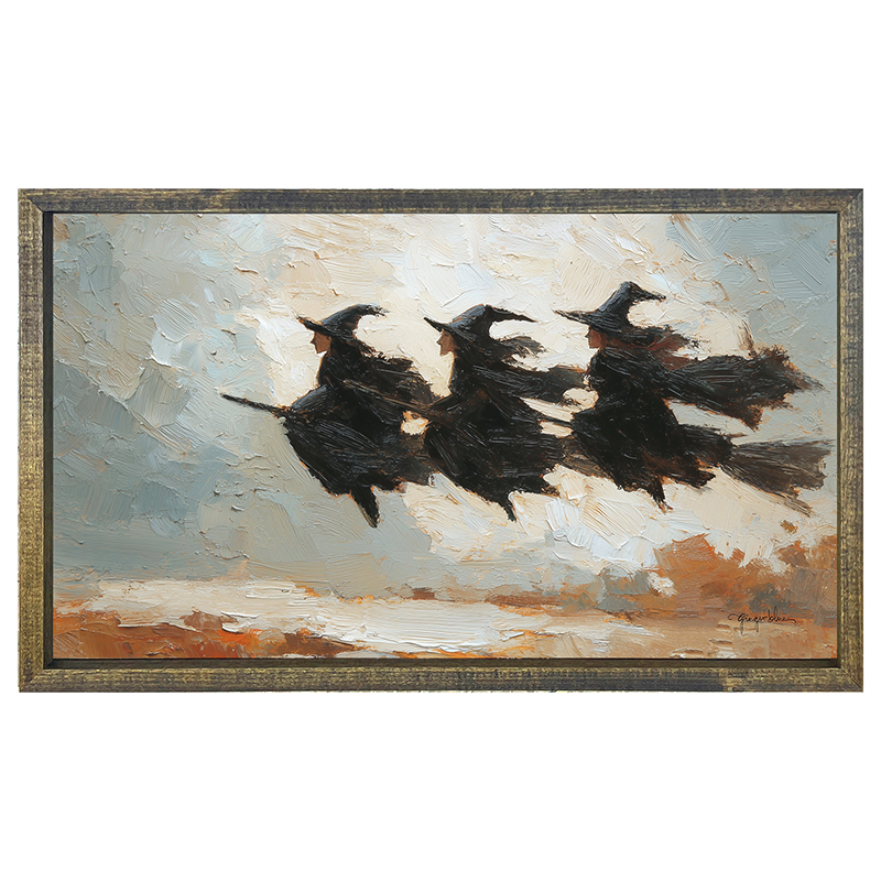 Three Witches on Brooms - Horizontal Frame