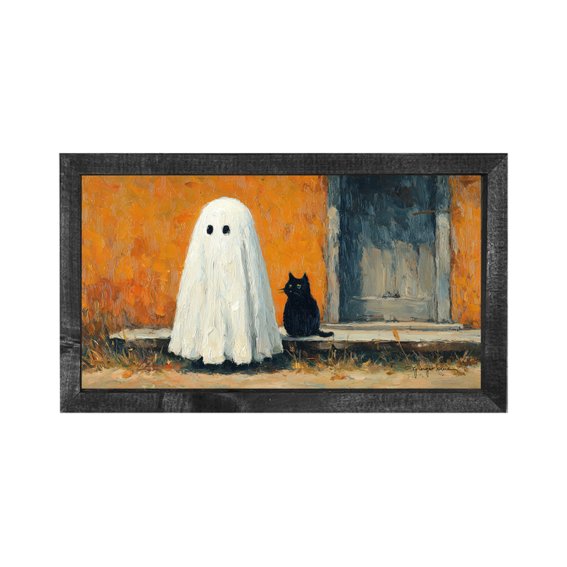 Ghost with Black Cat - Horizontal Frame