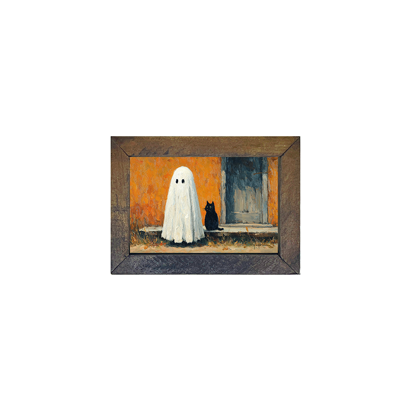 Ghost with Black Cat - Horizontal Frame