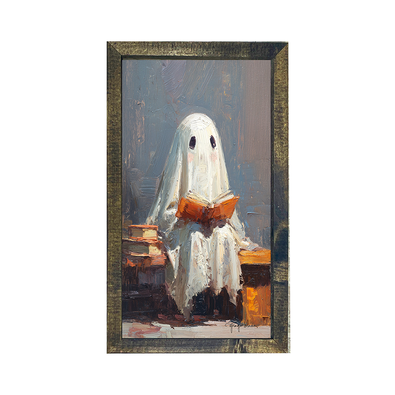 Ghost Reading a Book - Vertical Frame