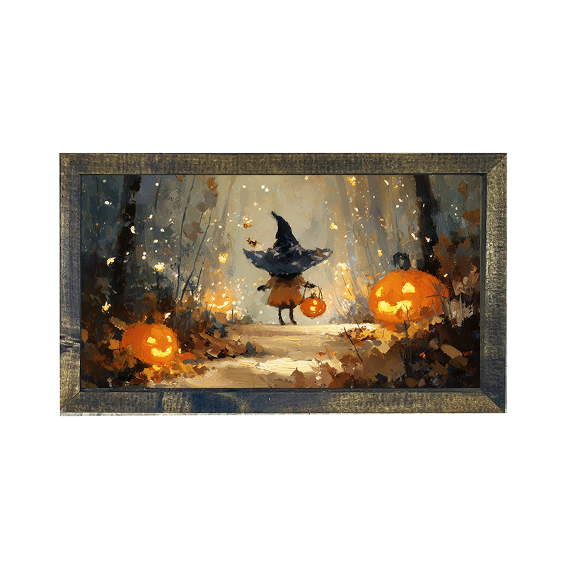 Halloween Friends - Witch on Forest Path - Horizontal Frame