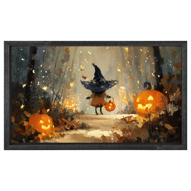 Halloween Friends - Witch on Forest Path - Horizontal Frame