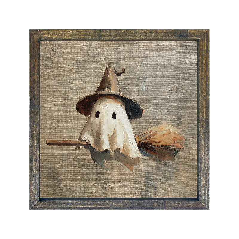 Witchy Ghost Flying - Square Frame