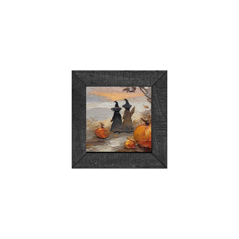 Two Witches with Pumpkins - Square Frame