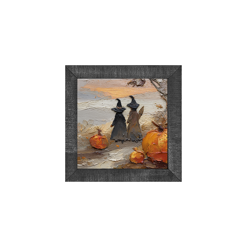 Two Witches with Pumpkins - Square Frame