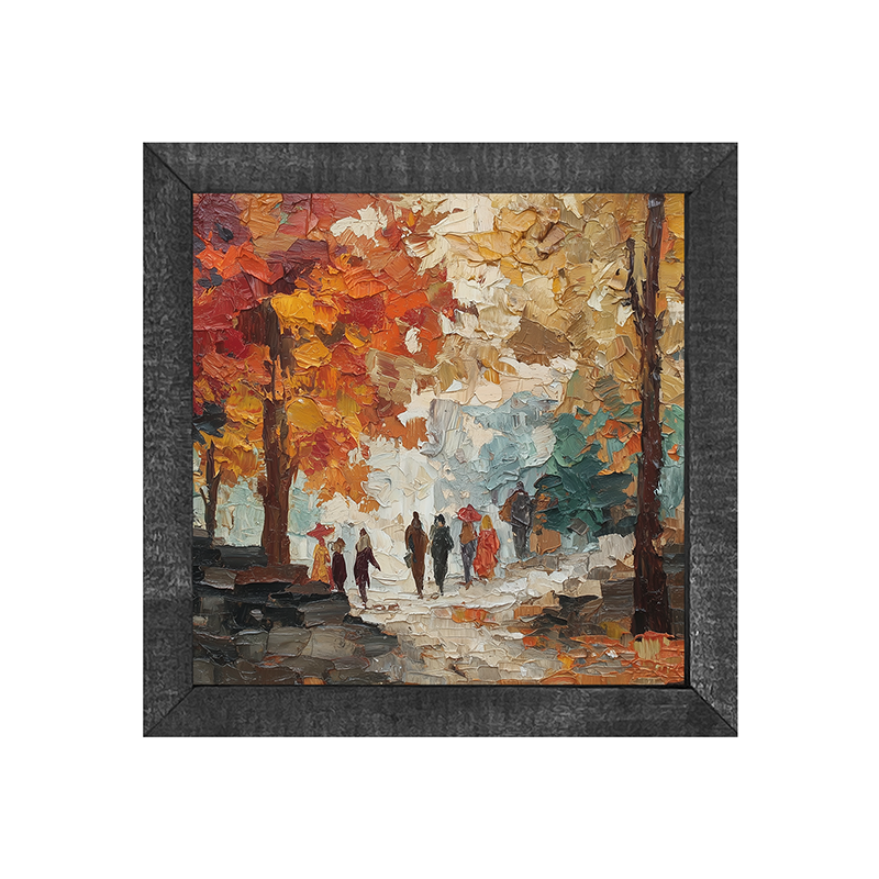 Walking in the Park in Autumn - Square Frame