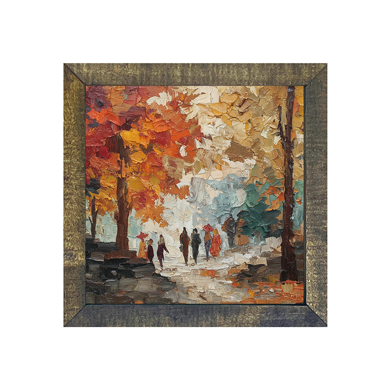 Walking in the Park in Autumn - Square Frame