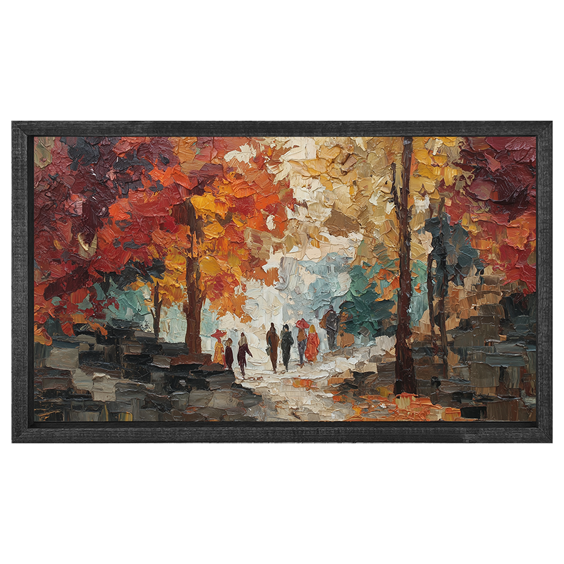 Walking in the Park in Autumn - Horizontal Frame
