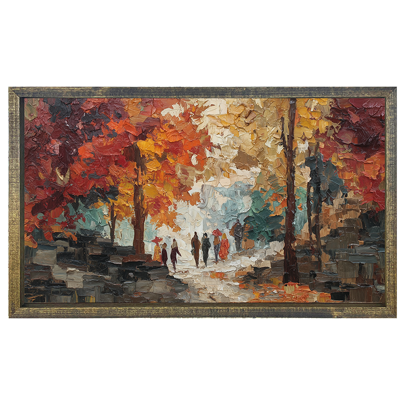 Walking in the Park in Autumn - Horizontal Frame