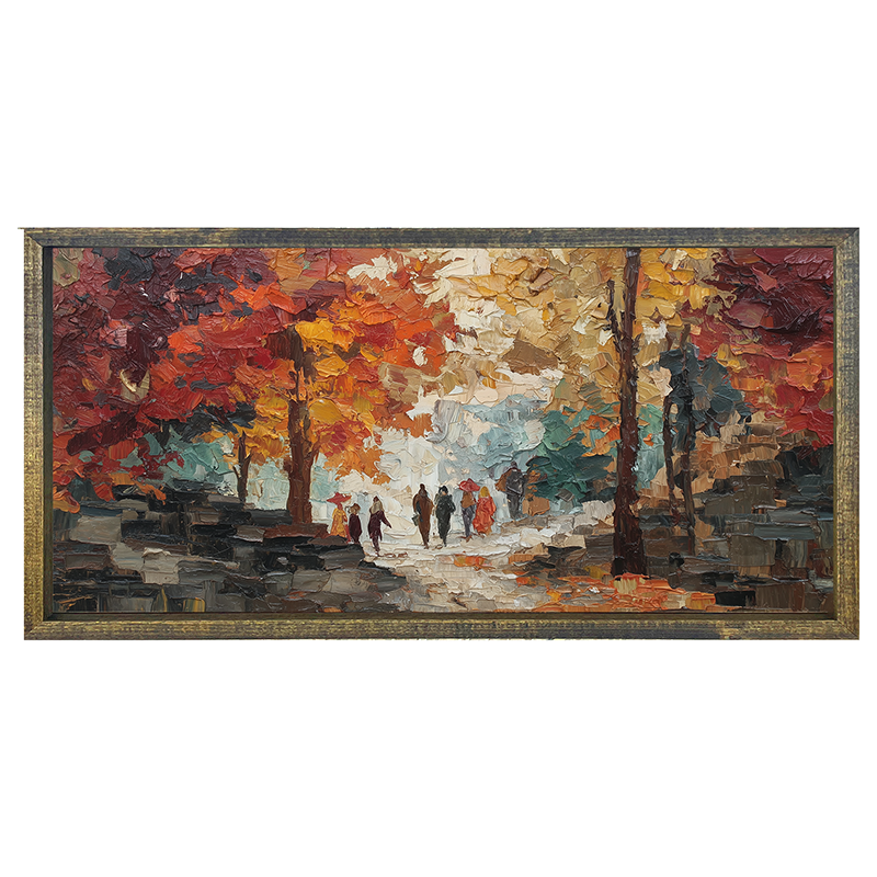 Walking in the Park in Autumn - Horizontal Frame