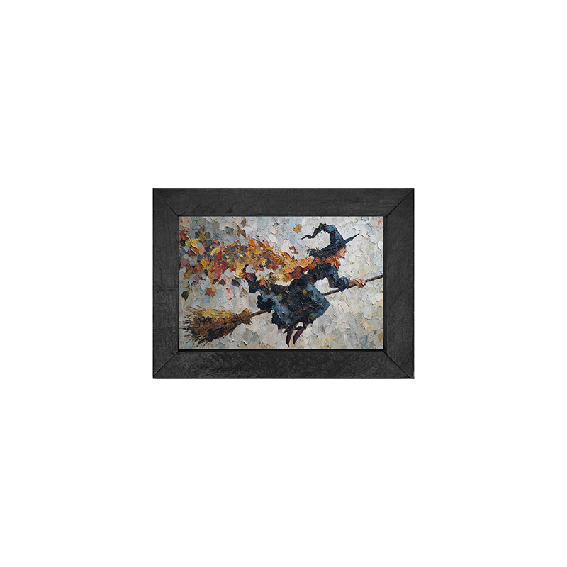 Flying Witch with Leaves - Horizontal Frame