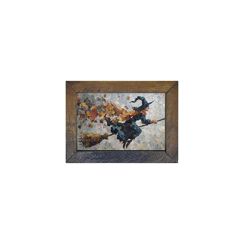 Flying Witch with Leaves - Horizontal Frame
