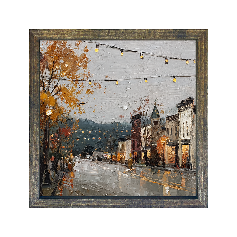 Hudson Valley Village - The Shops in Autumn - Square Frame
