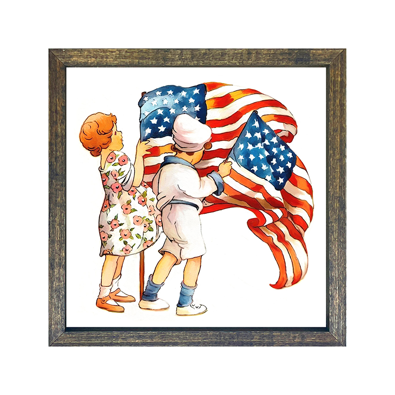 vintage-kids with flags