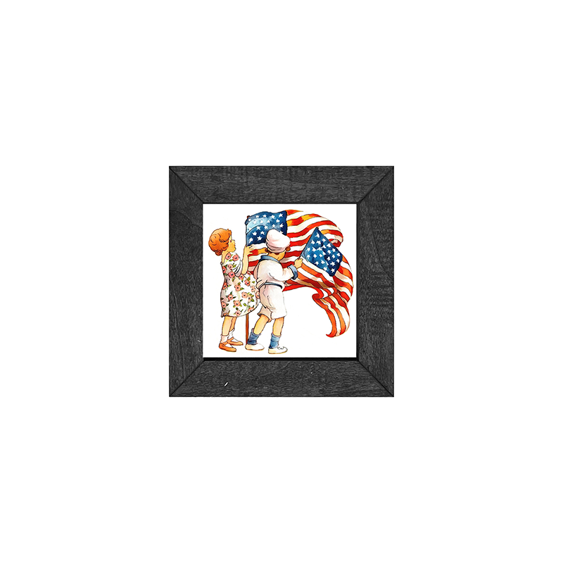 vintage-kids with flags